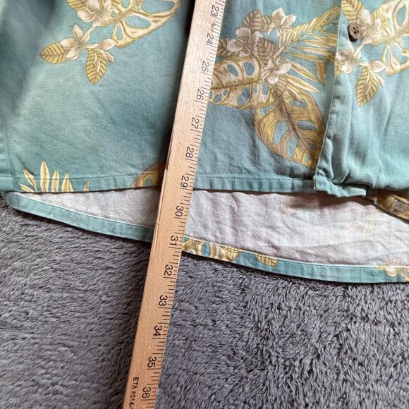 WF Hawaiian Silk Shirt Mens XL Button Up Light Blue Tropical Print Relaxed - Picture 5 of 7